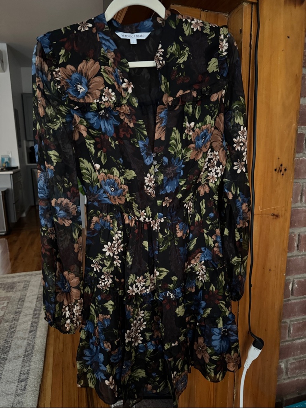 Veronica Beard Justine Silk Mini Dress -
Black Floral Ruffled Dress NWOT - Picture 6 of 6